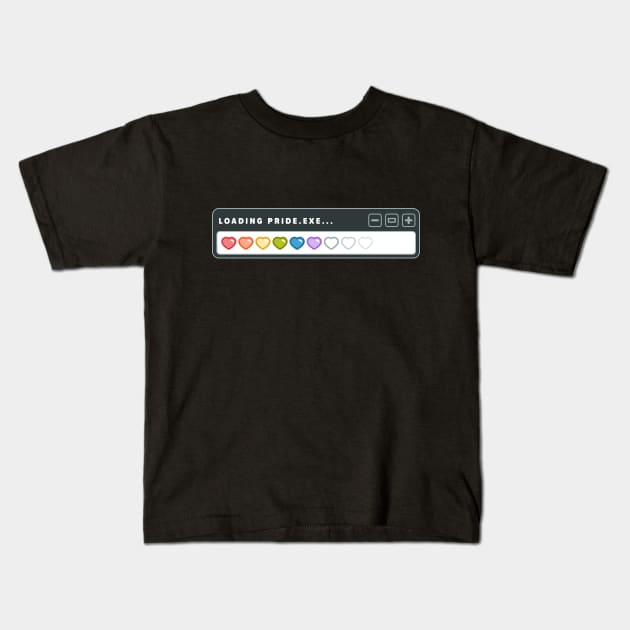 Loading Pride.exe... Kids T-Shirt by nerdettedesigns